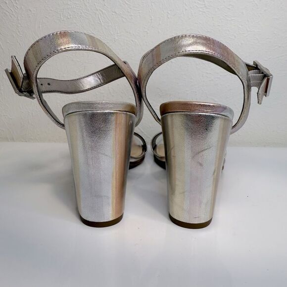 Circus by Sam Edelman Silver Rainbow Ankle Strap Block Heels, Size 9 VGUC - Picture 4 of 6